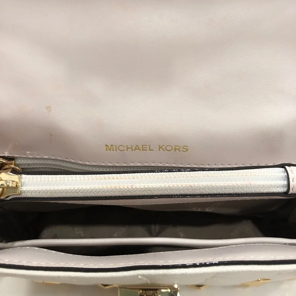 Michael Kors Cream and Gold Studded Crossbody Bag - Picture 5 of 7
